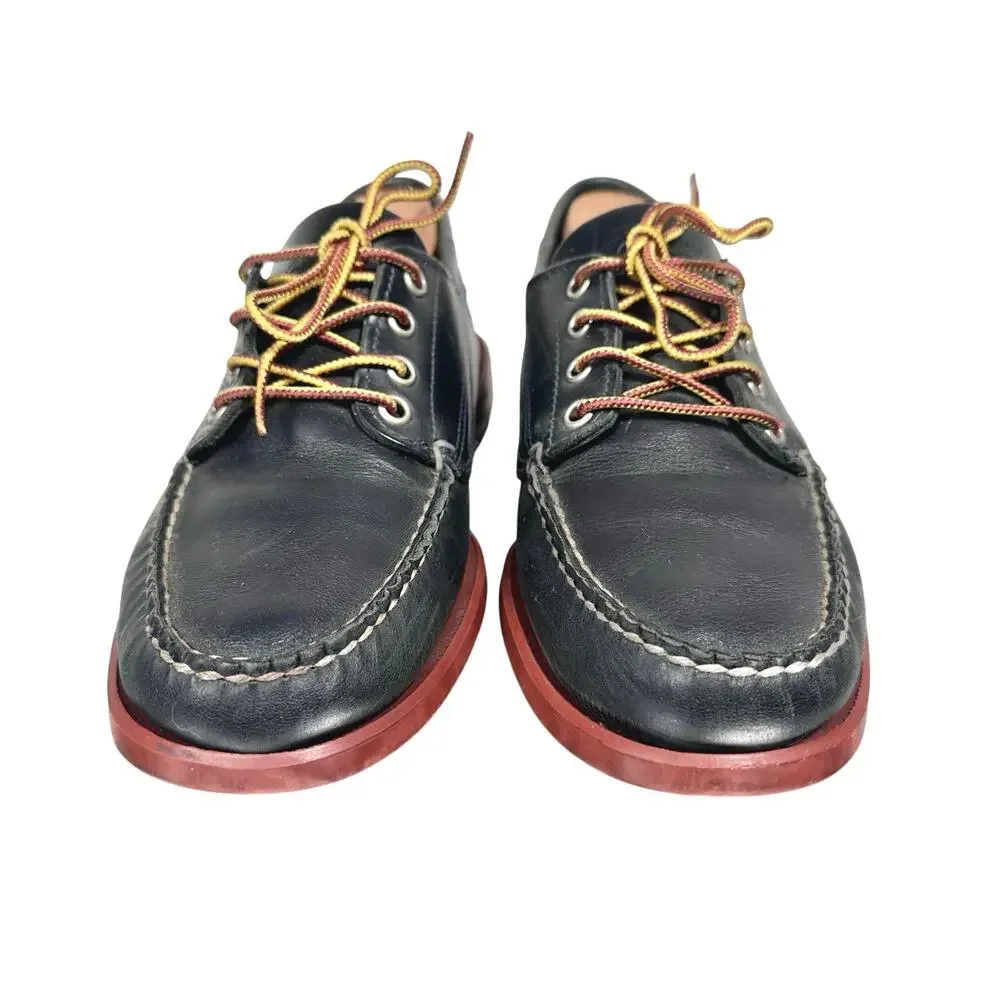 Sebago | Men | Campsides Black Smooth Leather Casual Boat Shoes | Size 8